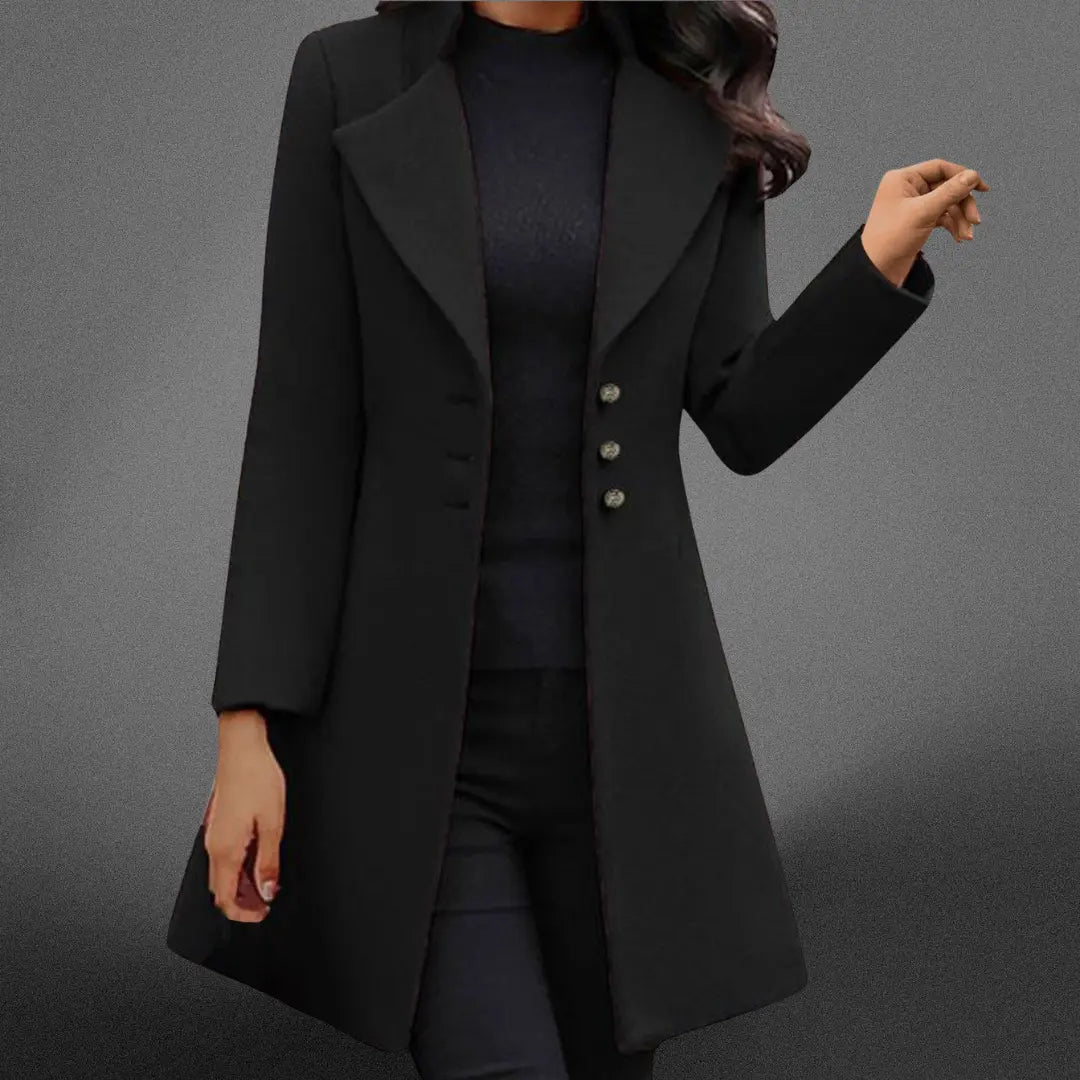 Vinci Luxurious Italian Wool Long Sleeve Coat