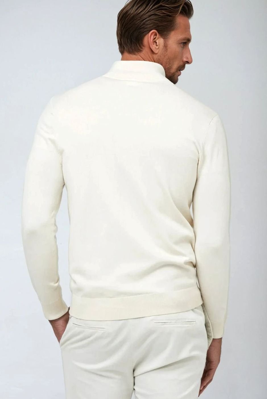 Men's Quarter-Zip Classic Knit Jumper Ribbed-Hem Pullover