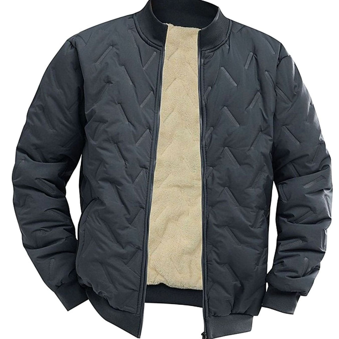 Men's Quilted Fleece-Lined Full-Zip Bomber Jacket - Grey