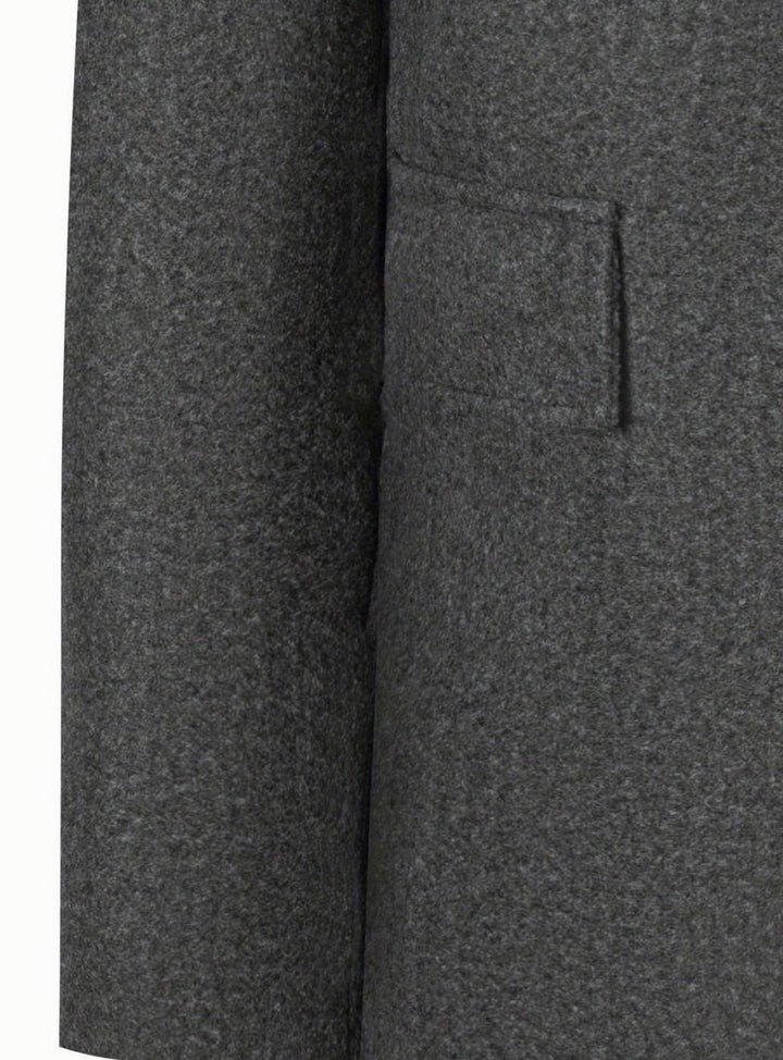 Men's Single-Breasted Wool Coat Tailored Overcoat, Dark Grey