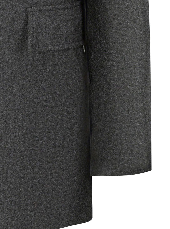 Men's Single-Breasted Wool Coat Tailored Overcoat, Dark Grey