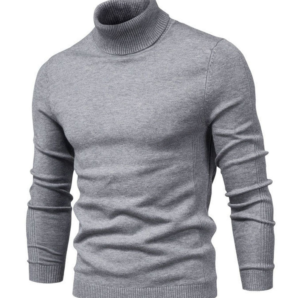 Men's Slim-Fit Turtleneck Knit Neck Jumper - Grey