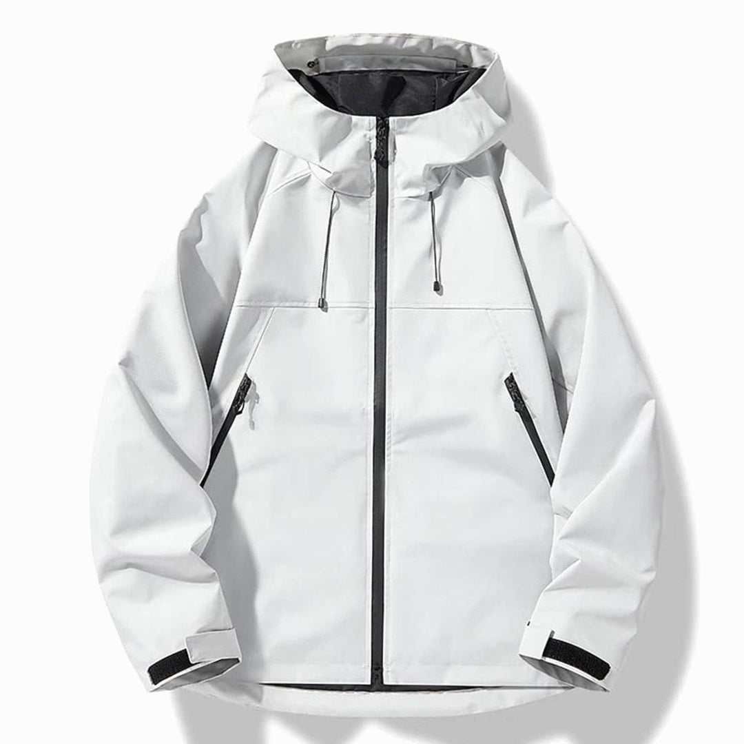 Men's Waterproof Windproof Hooded Shell Jacket - White