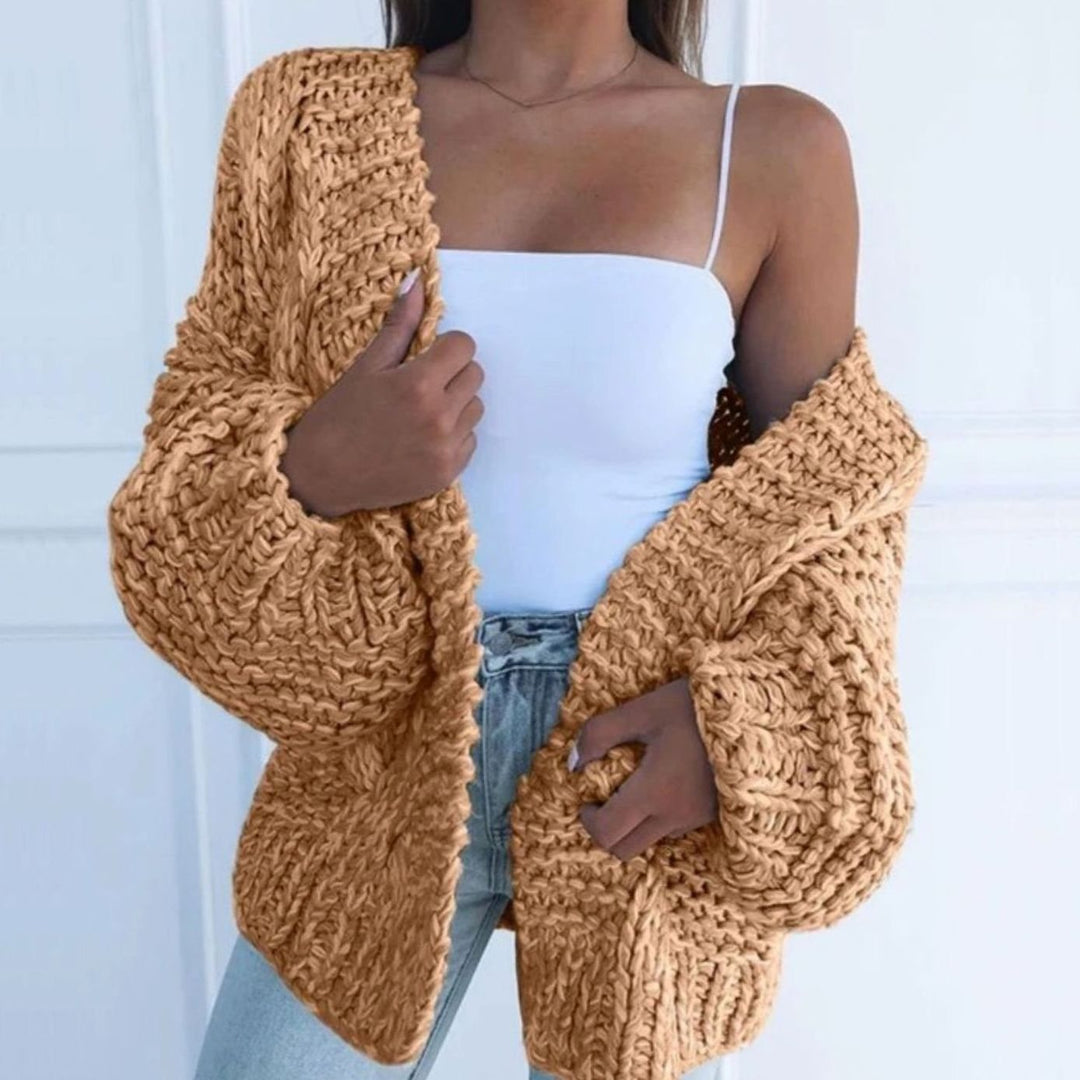 Women's Chunky Knit Open-Front Cardigan Jumper