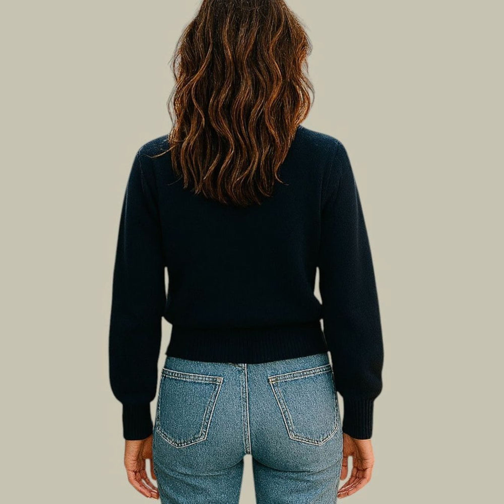 Women's Merino Wool V-Neck Button-Front Cropped Cardigan