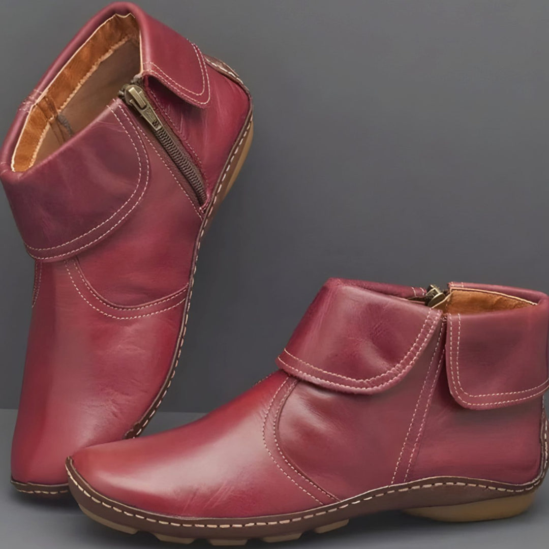 Women's Orthopaedic Waterproof Side-Zip Ankle Winter Boots - Red