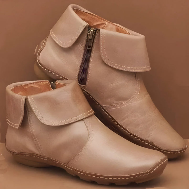 Women's Orthopaedic Waterproof Side-Zip Ankle Winter Boots - Beige