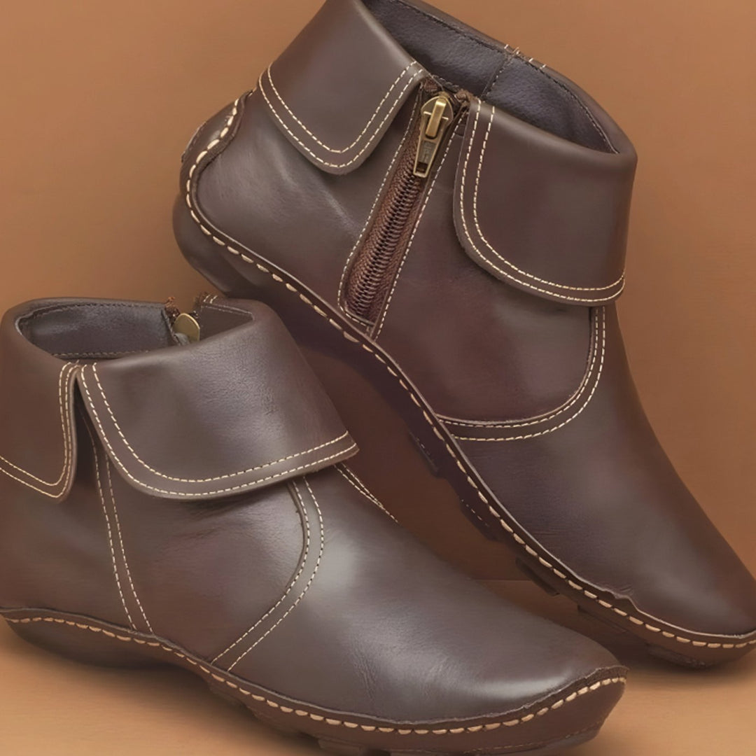 Women's Orthopaedic Waterproof Side-Zip Ankle Winter Boots - Brown