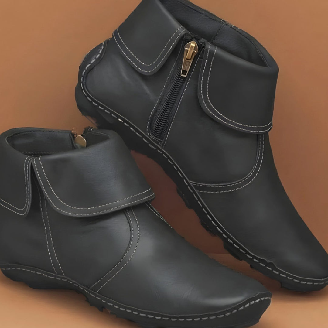 Women's Orthopaedic Waterproof Side-Zip Ankle Winter Boots - Black