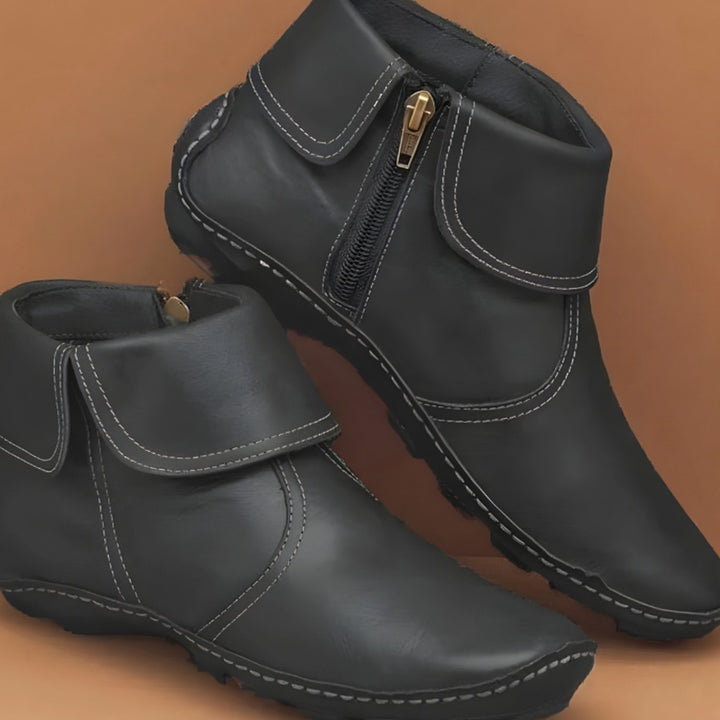 Women's Orthopaedic Waterproof Side-Zip Ankle Winter Boots - Black