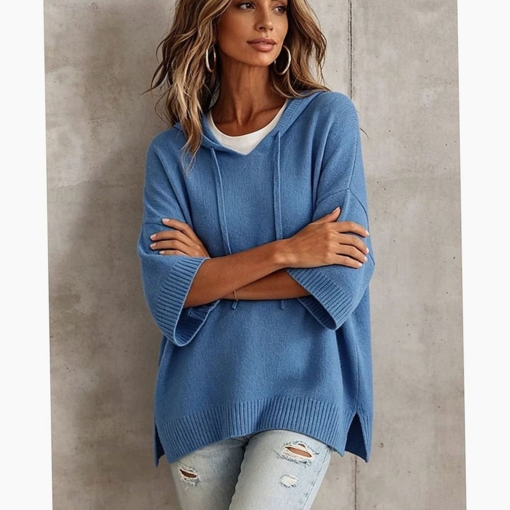 Women's Relaxed-Fit Hooded Knit Drawstring Jumper