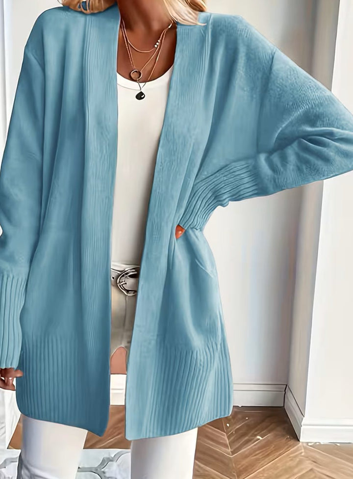 Women's Relaxed Open-Front Knit Cardigan Jumper - Violet