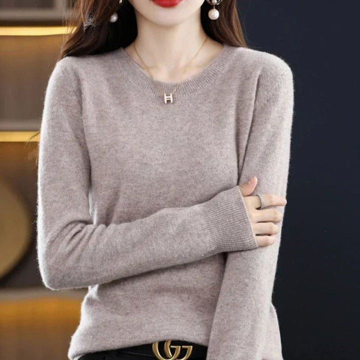 Women's Soft Cashmere Round-Neck Long-Sleeve Knit Jumper